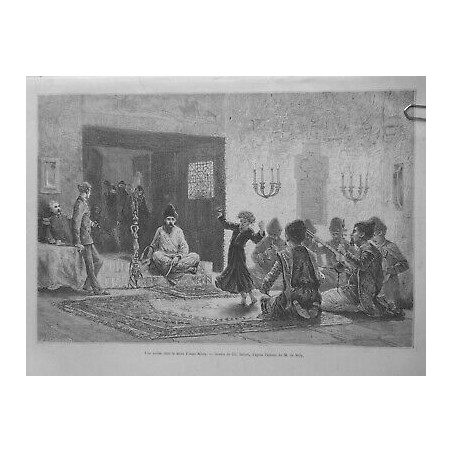 1876 DANSE ASIE SOIREE KHAN PANNA KHAN DESSIN CH.DELORT