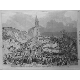 1872 MI LOURDES PELERINAGE VUE MONTAGNE DESSIN M.VIERGE