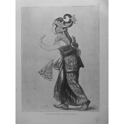 1889 DANSE JAVA DANSEUSE DESSIN PAUL RENOUARD