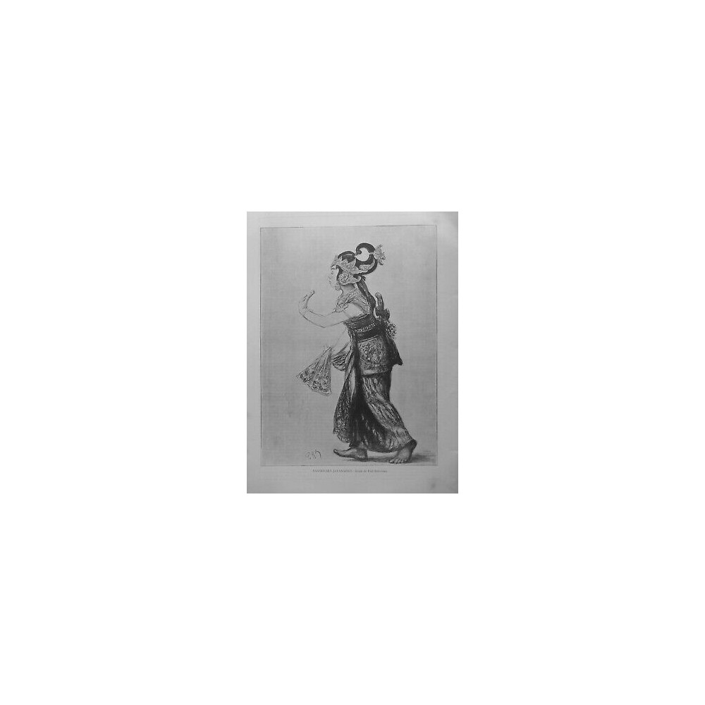 1889 DANSE JAVA DANSEUSE DESSIN PAUL RENOUARD