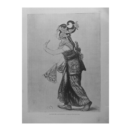 1889 DANSE JAVA DANSEUSE DESSIN PAUL RENOUARD