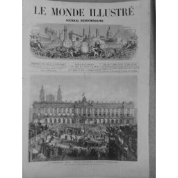 1873 LIBERATION NANCY PLACE STANISLAS ARRIVEE TROUPES FRACAISES DESSIN M.CLERGET