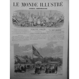 1868 MI PARIS CELEBRATION PRE CATELAN AMERICAINS AFFRANCHISSEMENT DRAPEAU