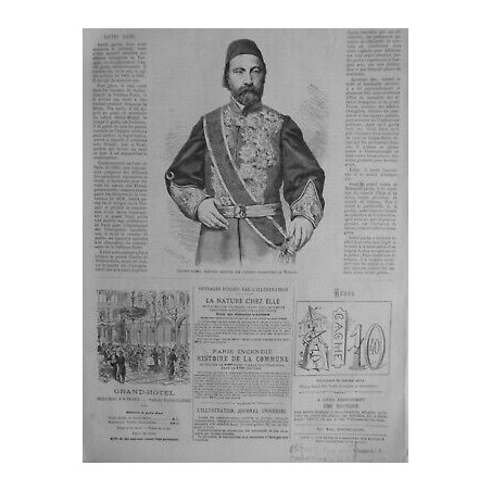 1875 I TURQUIE EMPIRE OTTOMAN SAVFET PACHA MINISTRE AFFAIRES ETRANGERES PORTRAIT