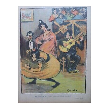 1898 DANSES ESPAGNOLES POULE CABARET DESSIN CANALS