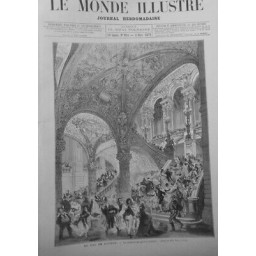 1876 PARIS BAL OPERA DESSOUS GRAND ESCALIER DESSIN MM.DEROY LIX