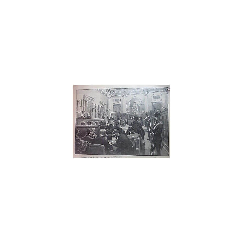 1900 VI AFFAIRE MAFFIA AUDIENCE COUR ASSISES MILAN DESSIN JULES DUMONT