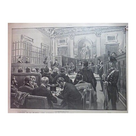 1900 VI AFFAIRE MAFFIA AUDIENCE COUR ASSISES MILAN DESSIN JULES DUMONT