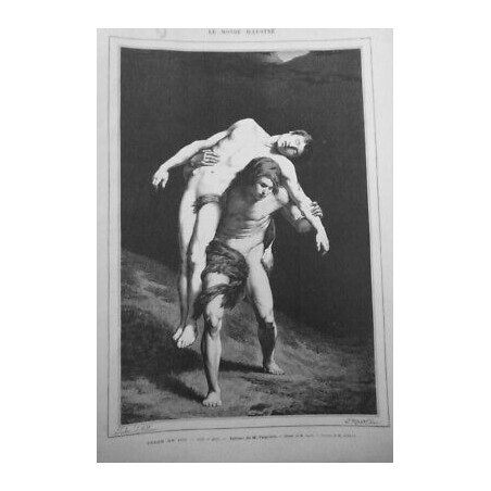 1876 MI ART PEINTURE CAIN ABEL TABLEAU M.FALGUIERE DESSIN M.LAVEE