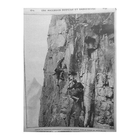 1904 GI GROUPE TOURISTES ESCALADE AIGUILLE GREPON MASSIF MONT BLANC