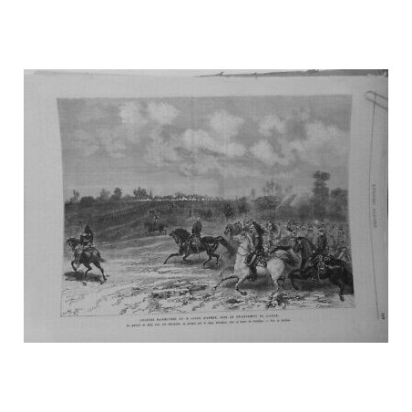 1879 UI MANOEUVRES ARMEE FERME FERRIERES AISNE SOLDATS CHEVAUX