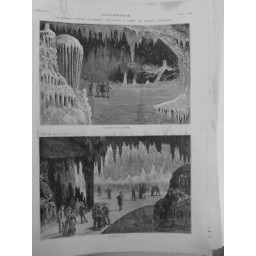 1879 I CAVERNE LURAY VIRGINIE ETATS UNIS GROTTE SALLE BAL STALACTITE STALAGMITE