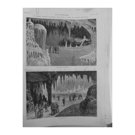 1879 I CAVERNE LURAY VIRGINIE ETATS UNIS GROTTE SALLE BAL STALACTITE STALAGMITE