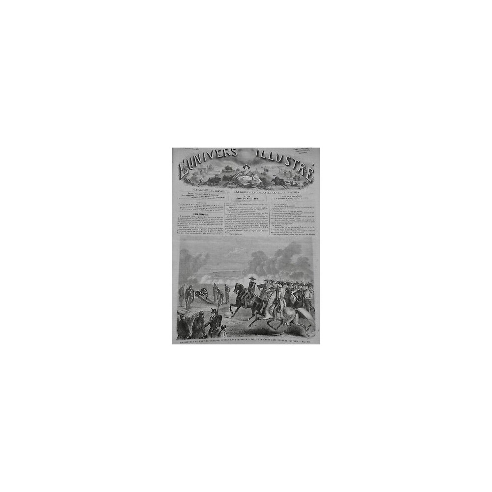 1860 UI GUERRE ARMEE MANOEUVRES CAMP CHALONS EMPEREUR CANON RAYÉ ESSAI