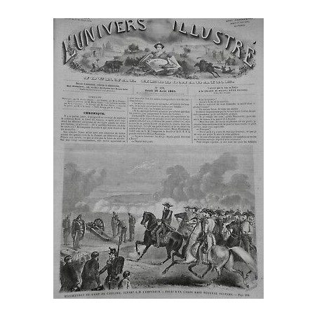 1860 UI GUERRE ARMEE MANOEUVRES CAMP CHALONS EMPEREUR CANON RAYÉ ESSAI