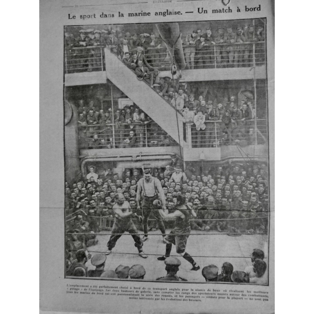 1916 E BOXE BOXEUR SPORT MARINE ANGLAISE MATCH POINGS ROUND