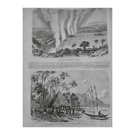 1860 UI LIVINGSTONE EXPLORATEUR AFRIQUE CENTRALE ZAMBEZE CHUTES VICTORIA COLONNE