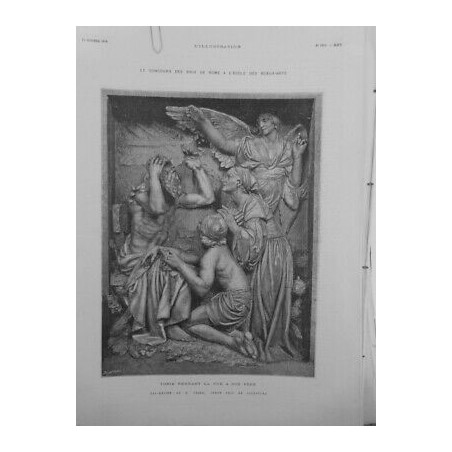 1879 I PRIX ROME BEAUX ARTS TOBIE RENDANT VUE PERE BAS RELIEF FAGEL SCULPTURE