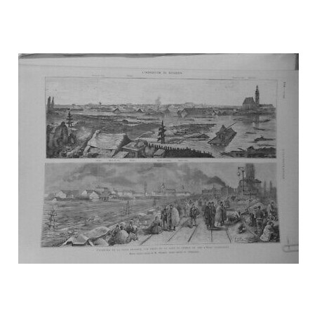 1879 I INONDATION SZEGEDIN AUTRICHE GARE DESSIN PETROWITZ