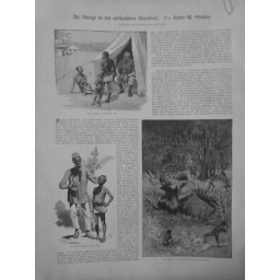 1853 JARDIN ACLIMATATION AFRIQUE ALLEMAGNE ESCLAVE CHASSE ELEPHANT