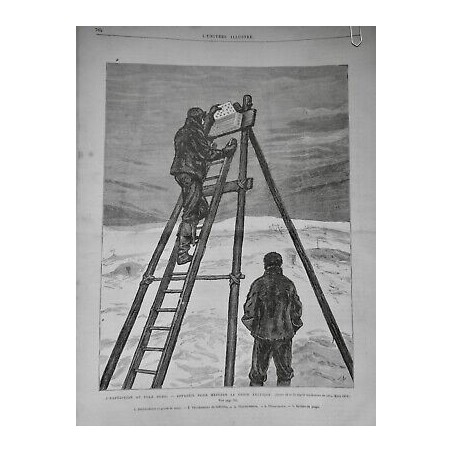 1876 UI POLE NORD EXPEDITION APPAREIL MESURE FROID ARCTIQUE DECLINOMETRE