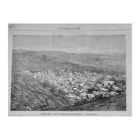 1888 UI JERUSALEM PALESTINE VUE NAZARETH MONT THABOR COUVENT FRANCISCAIN