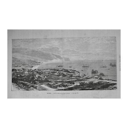 1884 UI MADERE ILE FUNCHAL BAIE PORT FORTS MONTAGNE VEGETATION