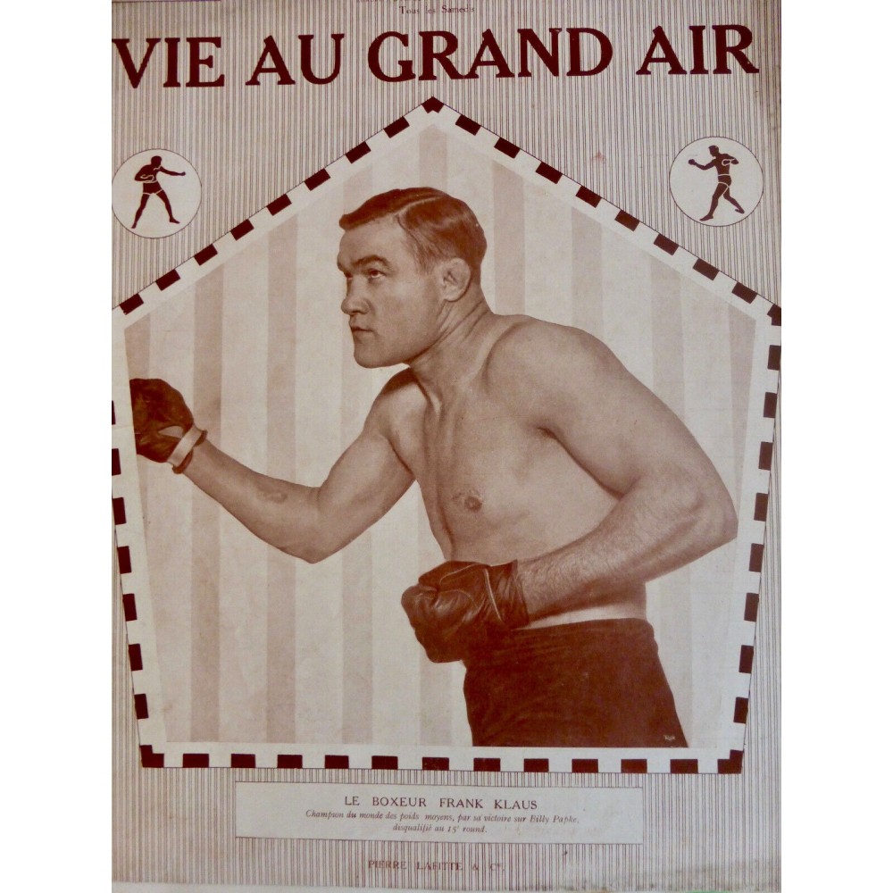 1913 VAGA BOXE BOXEUR FRANK KLAUS CHAMPION MONDE POIDS MOYEN BILLY PAPKE