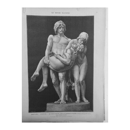 1879 MI BEAUX ARTS SCULPTURE FUNERAILLES PLATRE ADAM EVE ABEL BARRIAS