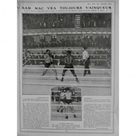 1910 VAGA BOXE AFRO AMERICAIN SAM MAC VEA VAINQUEUR JIM STEWART