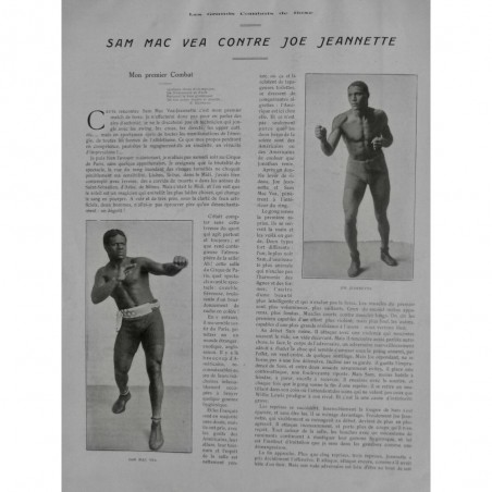 1909 SUI BOXE COMBAT SAM MAC VEA JOË JEANNETTE BOXEURS