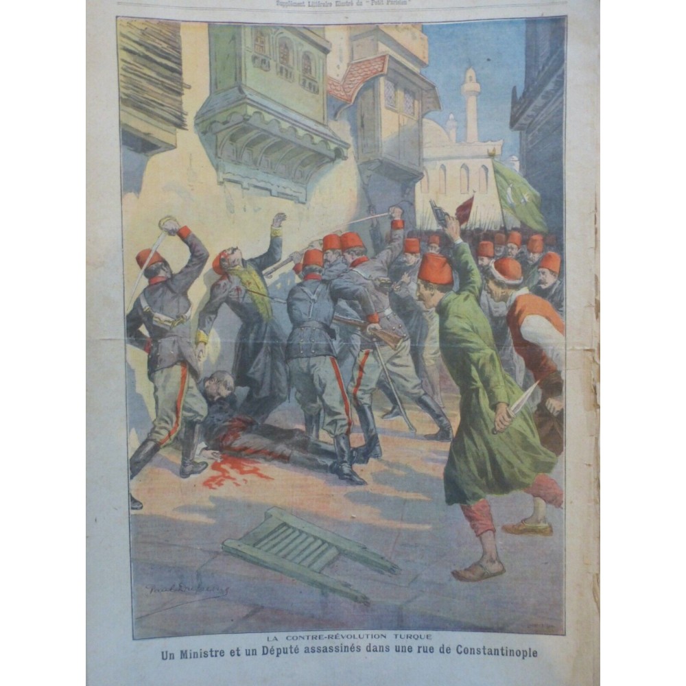 1909 PP EMPIRE OTTOMAN TURQUIE MINISTRE DEPUTE ASSASSINES RUE CONSTANTINOPLE