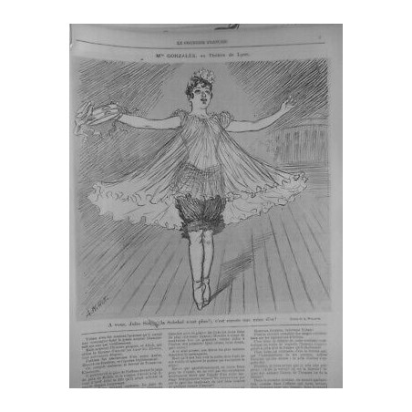 1892 FEMMES ARTISTES CF MLLE GONZALES THEATRE LYON DESSIN WILLETTE