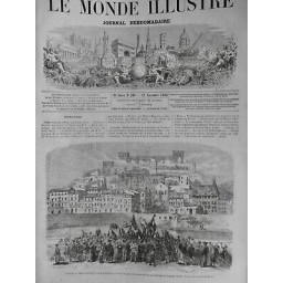 1866 MI VERONE MANIFESTATION POPULATION DRAPEAU ITALIEN FORTERESSE