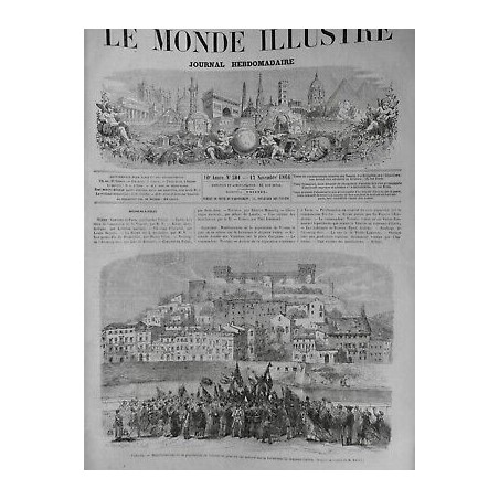 1866 MI VERONE MANIFESTATION POPULATION DRAPEAU ITALIEN FORTERESSE