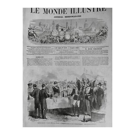 1869 MI GUERRE CAMP CHALONS LUNCH OFFICIERS EMPEREUR TOAST ARMEE FRANCAISE