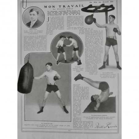 1908 VAGA BOXE BOXEUR WILLIE LEWIS ENTRAINEMENT PUNCHING BALL GYMNASTIQUE