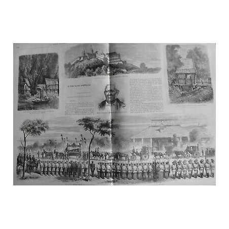 1866 MI ILES SANDWICH HONOLULU FUNERAILLES ROI ARCHIPEL CORTEGE PALAIS YOLANI