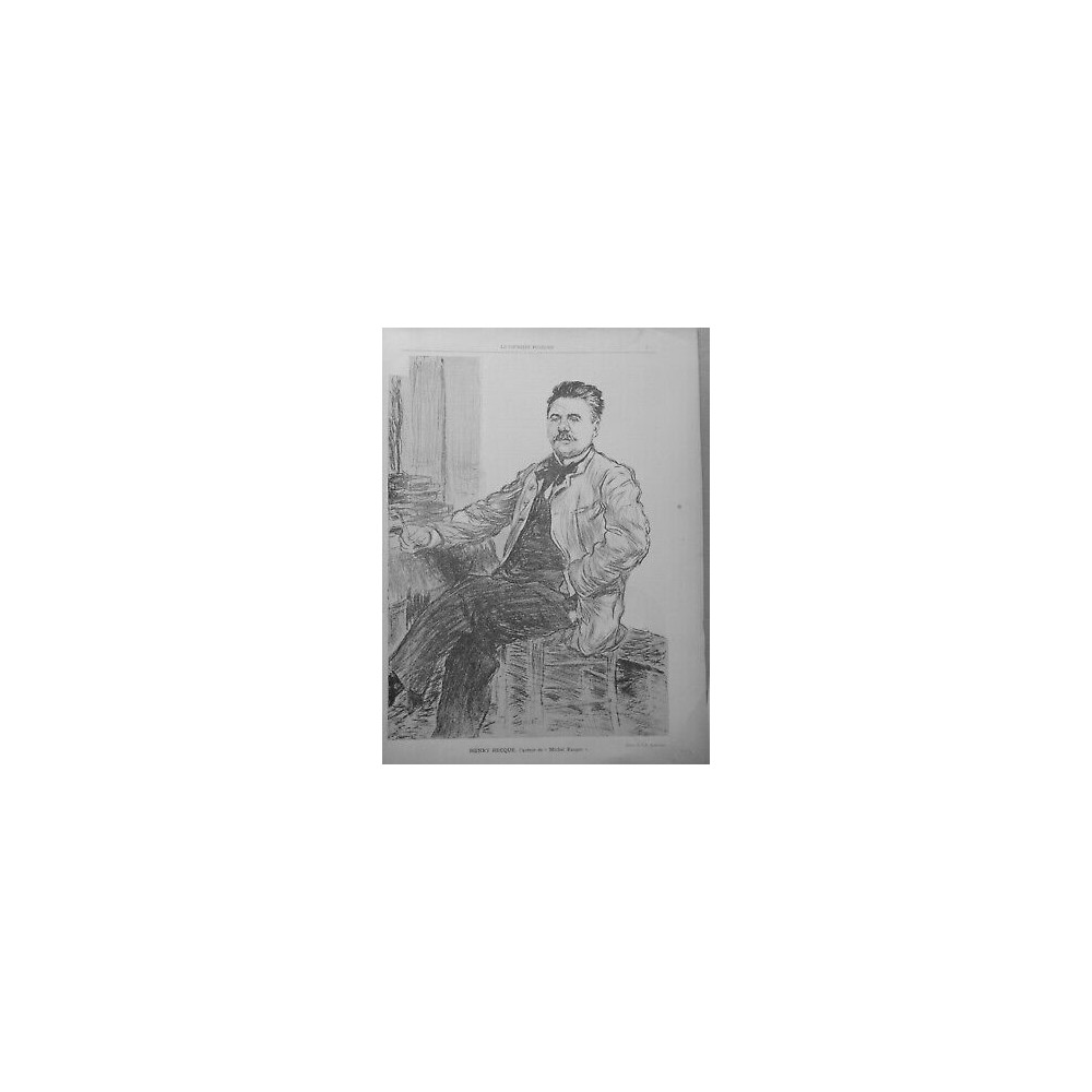 1886 PERSONNALITES HENRY BECQUE DRAMATURGE AUTEUR MICHEL PAUPER DESSIN RAFFAELLI