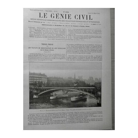 1914 GC RECONSTRUCTION PONT NOTRE DAME SEINE PARIS CONDITION NAVIGATION