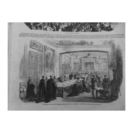 1855 I RECEPTION EMPEREUR CHEVALIER JARRETIERE CROQUIS BLANCHARD