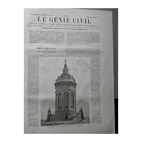 1892 GC CONSTRUCTION CIVILE RESERVOIR D EAU MANNHEIM TOUR CHATEAU EAU