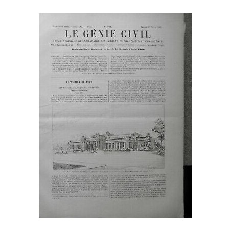 1897 GC EXPOSITION 1900 NOUVEAUX PALAIS CHAMPS ELYSEES PROJET DEFINITIF