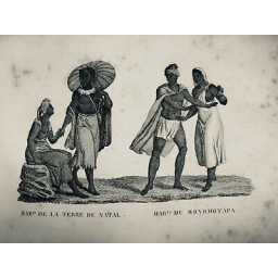 1819 GRAVURE ESTAMPES MOEURS COSTUME NATAL MONOMOTAPA ZIMBABWE