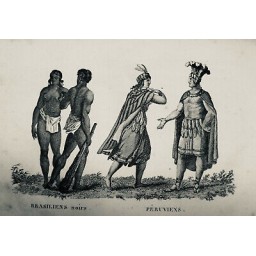 1819 GRAVURE ESTAMPES MOEURS COSTUME BRESILIENS HOMME NOIR INDIEN PERUVIENS