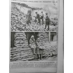 1917 LM FEMME GUERRE FRONT AMBULANCIERE ANGLAISE DECORATION BOMBARDEMENT