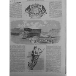 1855 I LE BRETAGNE NAVIRE CHANTIER VELLEDA DECOR PROUE DESSINS RADIGUET