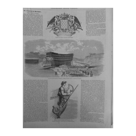 1855 I LE BRETAGNE NAVIRE CHANTIER VELLEDA DECOR PROUE DESSINS RADIGUET