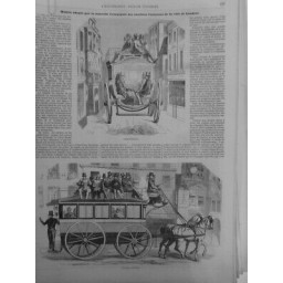 1855 I OMNIBUS COMPAGNIE LONDRES INTERIEUR EXTERIEUR CHEVAUX COCHER