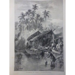 1884 I TONKIN INDOCHINE VIETNAM EXPEDITION HABITATION ANNAMITE